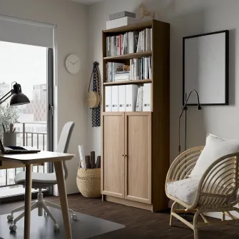 IKEA BILLY / OXBERG Biblioteca+usi, aspect stejar, 80x30x202 cm
