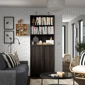 IKEA BILLY / OXBERG Biblioteca+usi, maro-i aspect stejar, 80x30x202 cm