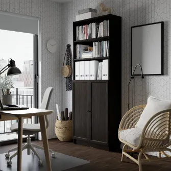 IKEA BILLY / OXBERG Biblioteca+usi, maro-i aspect stejar, 80x30x202 cm