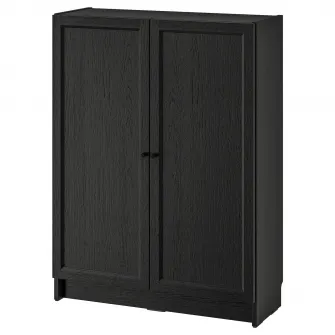 IKEA BILLY / OXBERG Biblioteca+usi, negru aspect stejar, 80x30x106 cm