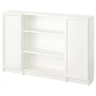 IKEA BILLY / OXBERG Combinatie biblioteca+usi, alb, 160x106 cm