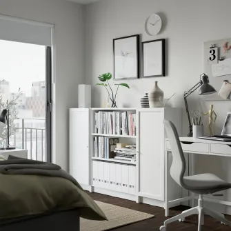 IKEA BILLY / OXBERG Combinatie biblioteca+usi, alb, 160x106 cm