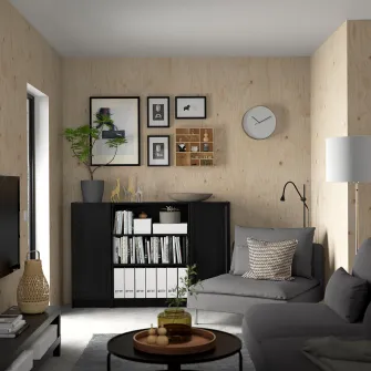 IKEA BILLY / OXBERG Combinatie biblioteca+usi, negru aspect stejar, 160x106 cm