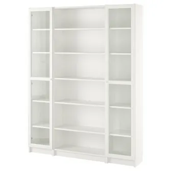 IKEA BILLY / OXBERG Combinatie biblioteca+usi sticla, alb, 160x202 cm