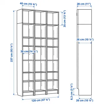 IKEA BILLY Biblioteca, alb, 120x28x237 cm