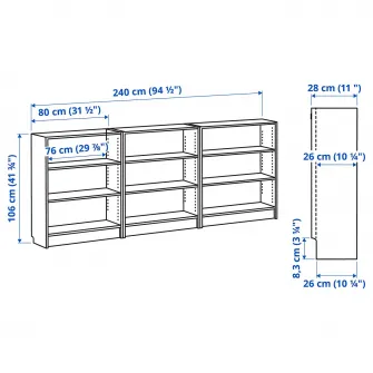 IKEA BILLY Biblioteca, alb, 240x28x106 cm