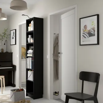 IKEA BILLY Biblioteca, negru aspect stejar, 40x28x202 cm