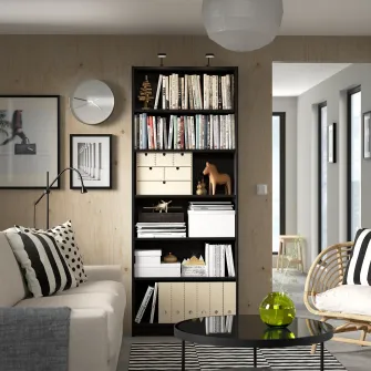 IKEA BILLY Biblioteca, negru aspect stejar, 80x28x202 cm