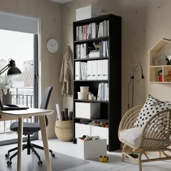 IKEA BILLY Biblioteca, negru aspect stejar, 80x28x202 cm