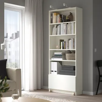 IKEA BILLY Biblioteca+sertar, alb, 80x30x202 cm