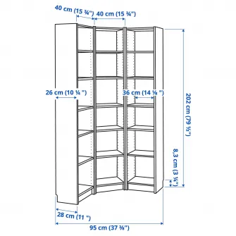 IKEA BILLY Combinatie biblioteca/coltar, alb, 95/95x28x202 cm
