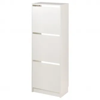IKEA BISSA Dulap pantofi 3 compartimente, alb, 49x28x135 cm