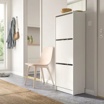 IKEA BISSA Dulap pantofi 3 compartimente, alb, 49x28x135 cm