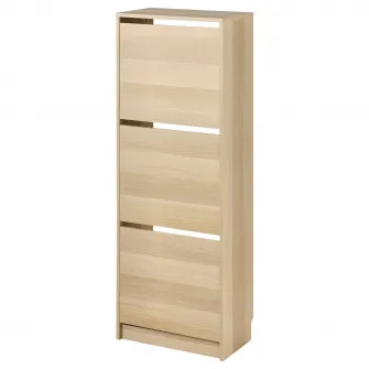 IKEA BISSA Dulap pantofi 3 compartimente, aspect stejar, 49x28x135 cm