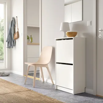 IKEA BISSA Dulap pantofi cu 2 compartimente, alb, 49x28x93 cm