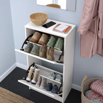 IKEA BISSA Dulap pantofi cu 2 compartimente, alb, 49x28x93 cm