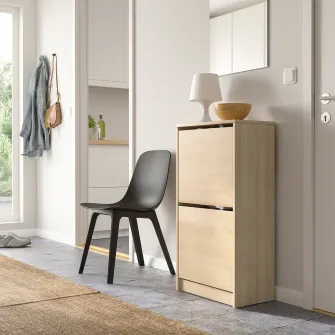 IKEA BISSA Dulap pantofi cu 2 compartimente, aspect stejar, 49x28x93 cm