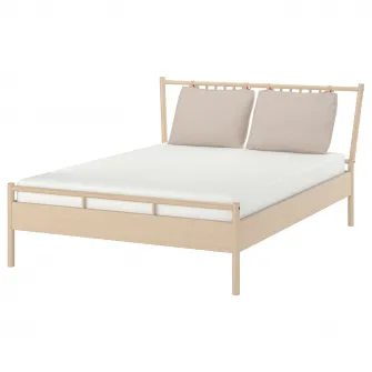 IKEA BJÖRKSNÄS Cadru pat, furnir mesteacan/mesteacan/Luröy, 140x200 cm