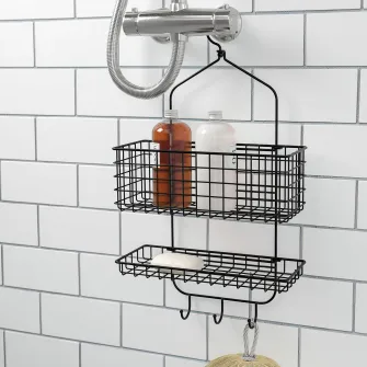 IKEA BLECKSJÖN Cuier dus 2 niveluri, negru, 31x56 cm