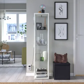 IKEA BLÅLIDEN Corp cu usa de sticla, alb, 35x32x151 cm