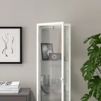IKEA BLÅLIDEN Corp cu usa de sticla, alb, 35x32x151 cm