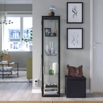 IKEA BLÅLIDEN Corp cu usa de sticla, negru, 35x32x151 cm