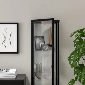 IKEA BLÅLIDEN Corp cu usa de sticla, negru, 35x32x151 cm