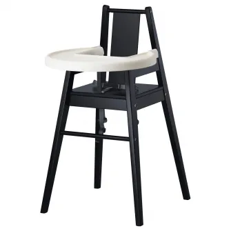 IKEA BLÅMES Scaun inalt cu tava, negru
