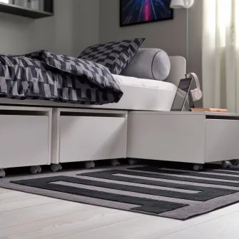 IKEA BLÅSKATA Covor, negru/gri, 105x160 cm