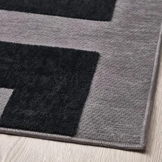 IKEA BLÅSKATA Covor, negru/gri, 105x160 cm