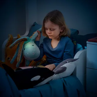 IKEA BLÅVINGAD Jucarie plus cu lampa veghe LED, turcoaz caracatita/cu baterii