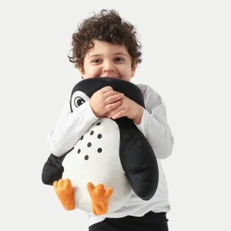 IKEA BLÅVINGAD Perna, forma pinguin negru/alb, 40x32 cm