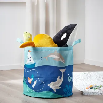 IKEA BLÅVINGAD Sacosa depozitare, model animale marine/multicolor