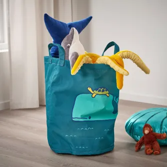 IKEA BLÅVINGAD Sacosa depozitare, model balene/albastru-verde
