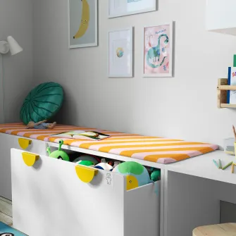 IKEA BÄNKKAMRAT Saltea banca, roz/galben, 90x50x3 cm