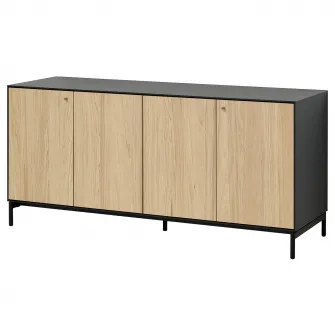 IKEA BOASTAD Bufet, negru/frnr stjr, 161x52x75 cm