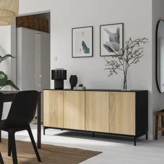 IKEA BOASTAD Bufet, negru/frnr stjr, 161x52x75 cm