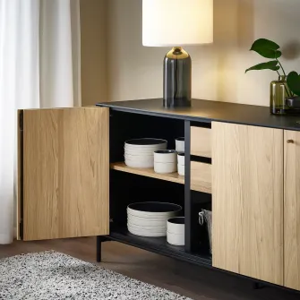 IKEA BOASTAD Bufet, negru/frnr stjr, 161x52x75 cm