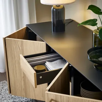 IKEA BOASTAD Bufet, negru/frnr stjr, 161x52x75 cm
