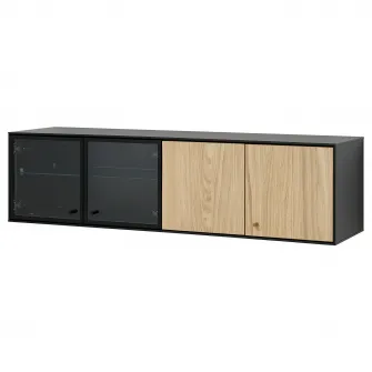 IKEA BOASTAD Etajera, negru/frnr stjr, 121x32x32 cm