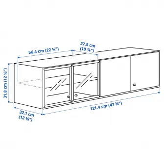 IKEA BOASTAD Etajera, negru/frnr stjr, 121x32x32 cm