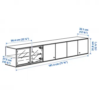IKEA BOASTAD Etajera, negru/frnr stjr, 181x32x32 cm