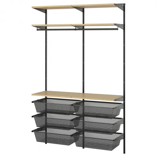 IKEA BOAXEL Combinatie dulap, antracit/stejar, 125x40x201 cm