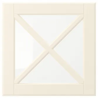 IKEA BODBYN Usa sticla cu traversa, alb murdar, 40x40 cm