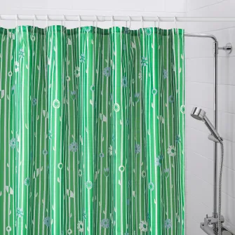 IKEA BOLLBUDDLEJA Perdea dus, verde/model floral, 180x200 cm