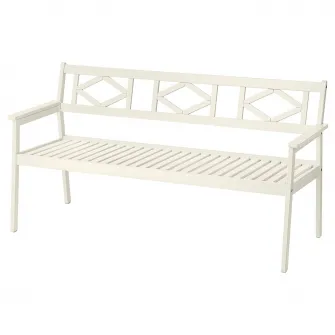IKEA BONDHOLMEN Banca cu spatar, exterior, alb/bej
