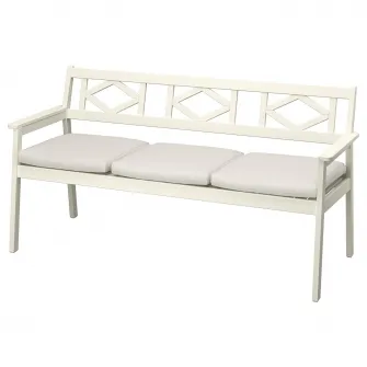 IKEA BONDHOLMEN Banca cu spatar, exterior, alb/bej/Frösön/Duvholmen bej