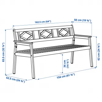 IKEA BONDHOLMEN Banca cu spatar, exterior, alb/bej/Frösön/Duvholmen bej