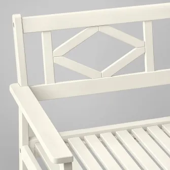 IKEA BONDHOLMEN Banca cu spatar, exterior, alb/bej