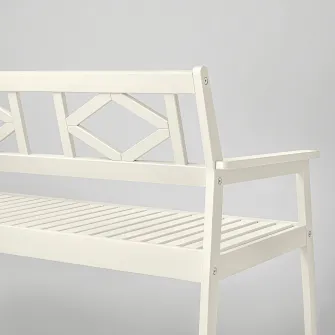 IKEA BONDHOLMEN Banca cu spatar, exterior, alb/bej
